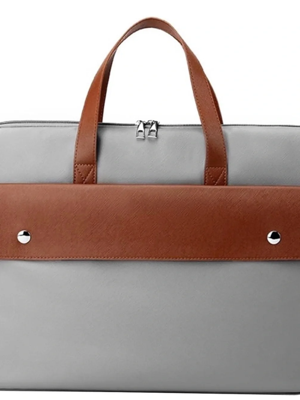 Two-Tone Grey and Brown Briefcase Bag